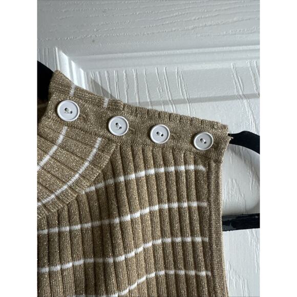 TALBOTS SLEEVELESS RIBBED SWEATER - METALLIC STRIPE sz medium - Picture 3 of 6